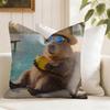 Capybara Cushion Cover Natural Linen Double Sided Print  Throw Pillow Case for Sofa Couch Home Decor