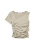 Nobayang Asymmetrical Shirred Top (Beige)
