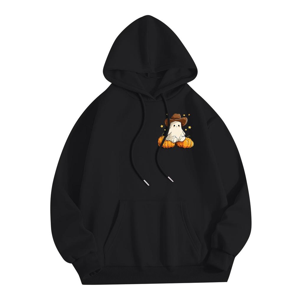 Damen Casual Mode Halloween Bedrucktes Freizeit Kapuzensweatshirt mit Taschen