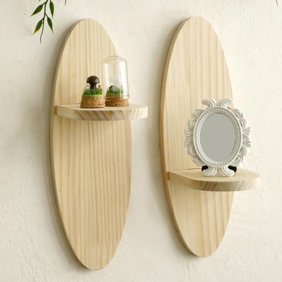 Yousheng Wooden Wall Shelf Boho Wall-mounted Storage Shelf Rustic Floating Oval Shelf Display Plants Pictures Collectibles for Living Room Bedroom