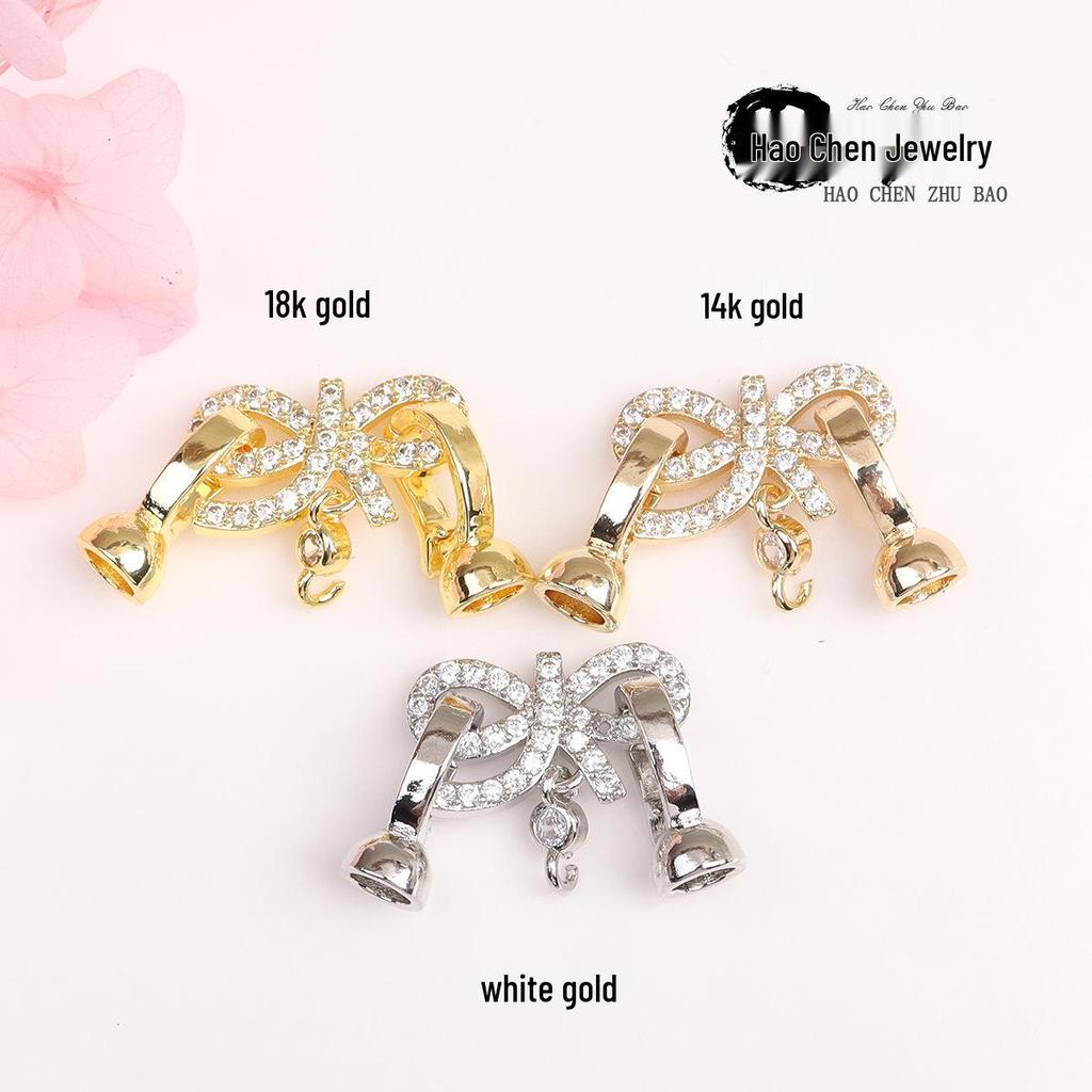 14k Gold Filled Farbechalter Perlenhalskettenverschluss, Glied und Schleifen-Accessoire für DIY-Schmuck