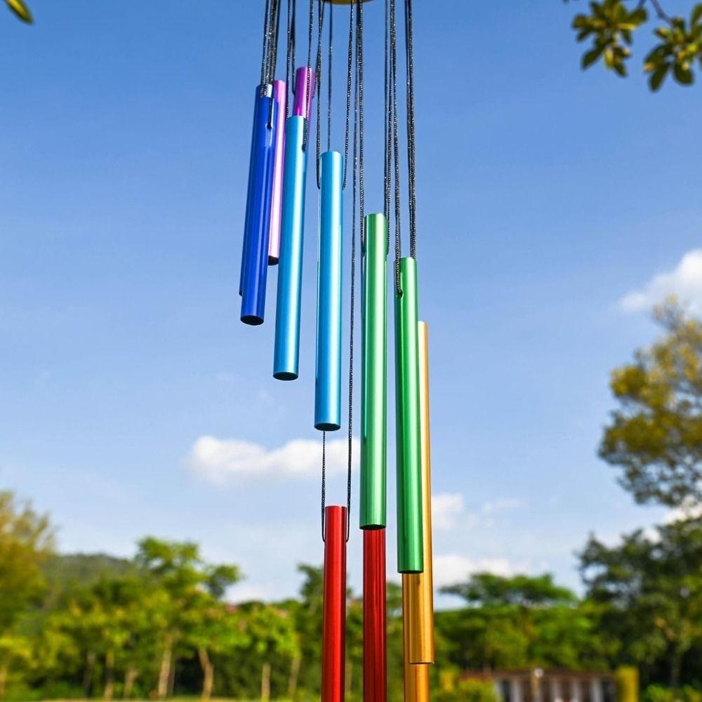 With Hook Colorful Tubes Garden Ornaments Aluminum Zinc Zinc Alloy Hanging Wind Chimes  Festival Gift