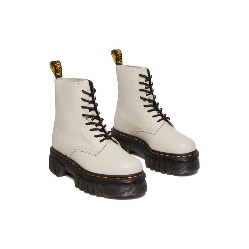 Dr. Martens Leather Solid Color Thick Sole Lace-Up Short Martin Boots Unisex Boots White 27149055