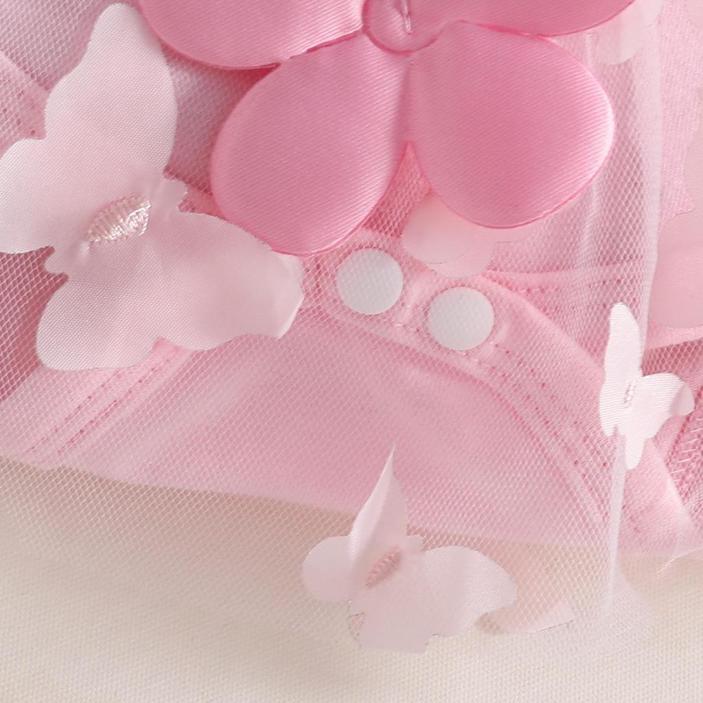 Newborn Baby Girl Applique Mesh Dress with Headband, Autumn/Winter Long Sleeve Knitted Fabric Splice