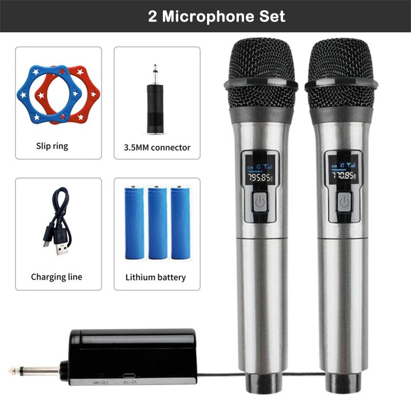 Wireless Microphone 2 Channels UHF Fixed Frequency Handheld Mic Mic Phone For Party Karaoke Professional Church Show Meeting