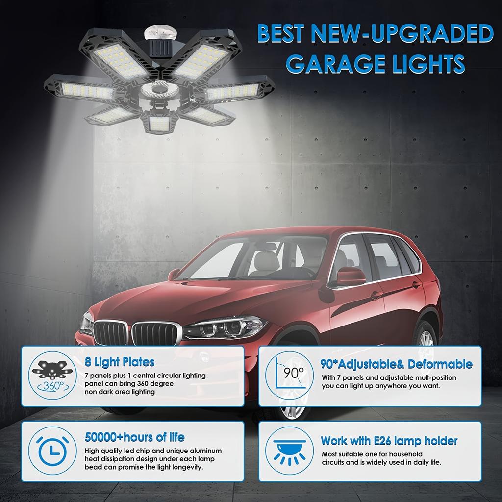 3/5/7 Adjustable Panel LED Garage Light 6500K E26/E27 Screw Deformable Ceiling Lighs Night Lamp for Workshop Warehouse Shop