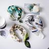Pearl Magnetic Buckle Silk Scarf Double Square Scarf Necklace Chain Scarf Neck Pattern Small Scarf