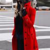 Womens Wool Blend Long Coat With Belt Solid Color Straight Cut Winter Outerwear Office Daily Wear