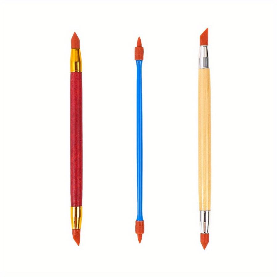 3PCS Multi-functional Polymer Clay Clay Pottery Silicone Double-head Pen Tool Fine Sculpting and Shaping Pen Three-piece Set. White