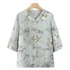 Stylish Chinese Summer Suit: Short-Sleeve Shirt for Middle-Aged & Elderly Women