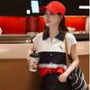 Women's 2025 Polo Collar Contrast Ice Silk Sleeveless Knit Top