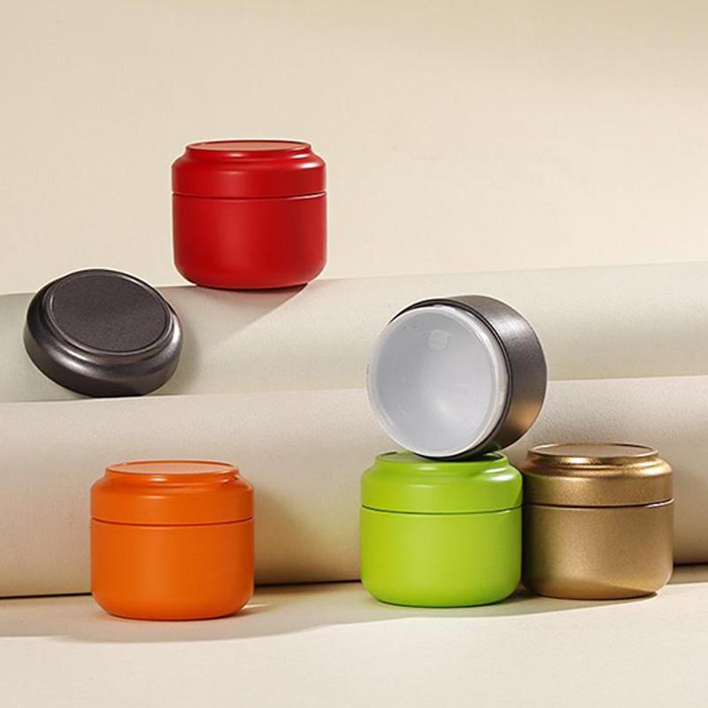 Solid Color Gift Tin Box Mini Airtight Sealed Can for Tea&Treats, Elegant Packaging&Portable Storage Jar, Multipurpose Container
