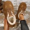 Aphixta Brown Winter Boots Platform Furry Women Ankle Boots Long Plush Lace Up Warm Shoes Botas Mujer Botines Big Size 41