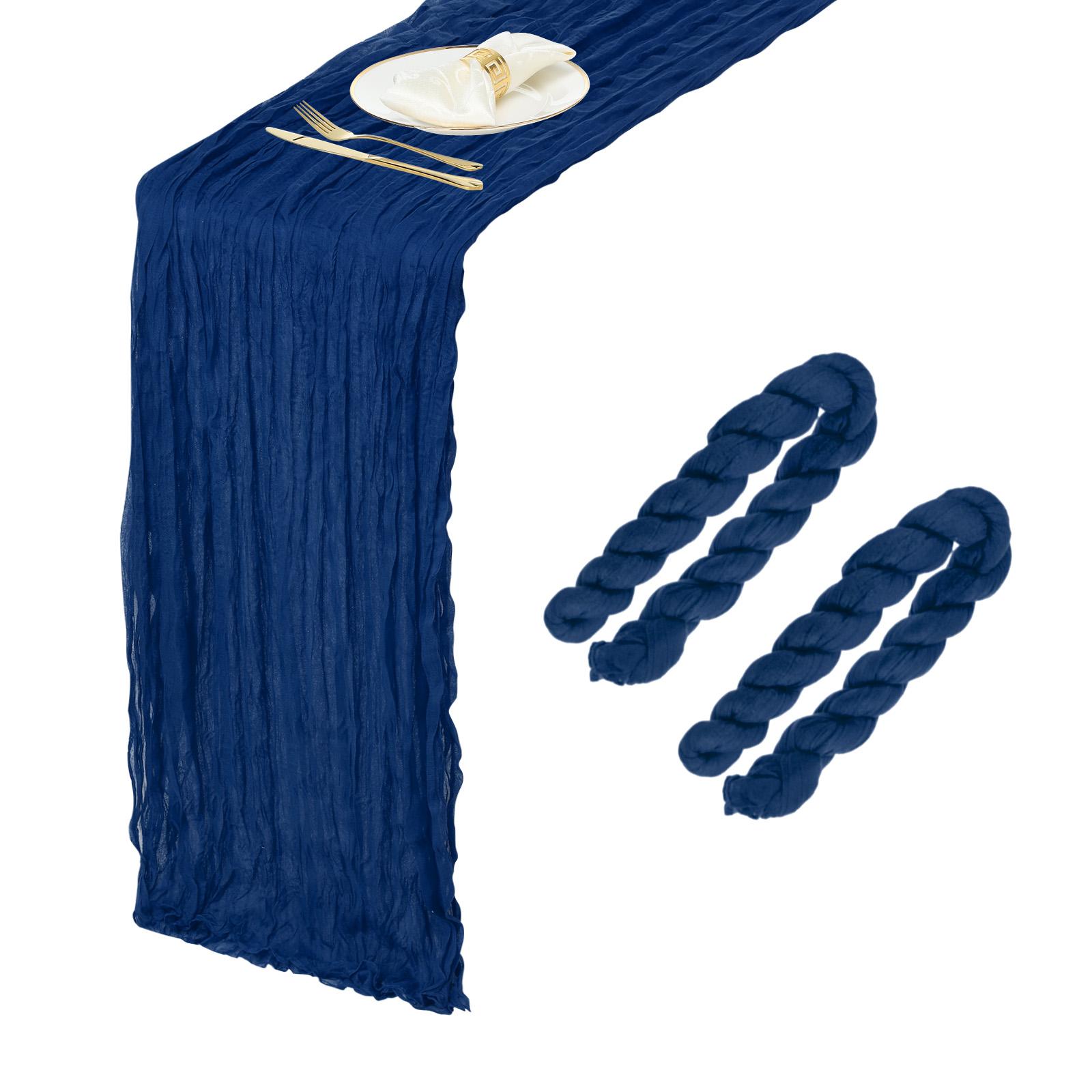 

2pcs Cheesecloth Table Runner 10FT 35.4 x 118 Holiday Table Rustic Runner Romantic Gauze Table Decoration for Birthday Party темно-синього кольору