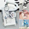 Soft Silicone Kpop Photocard Holder Spring Rope With Star Keychain Transparent Card Holder Sliding Cover Photo Display Holder
