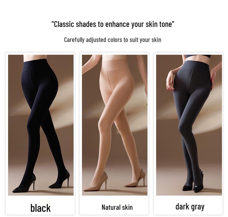 120D Velvet Plus Size Open Crotch Leggings - Bare Leg Look, Autumn/Winter Warm, Micro Fleece, High Elastic, Hip-Lifting, No Crotch Drop
