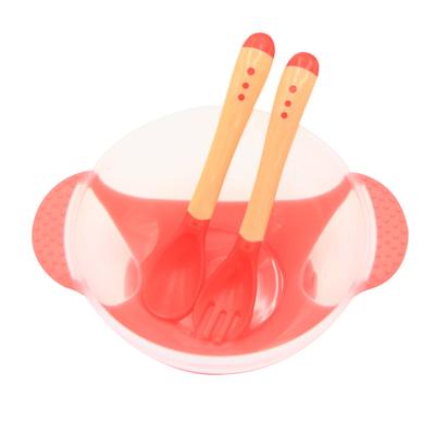 3ks/sada Dětské Dětské Batole Odsávačka Teplota Lžíce Vidlička Nádobí na krmení