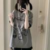 Cute Style Women's White Short-Sleeve T-Shirt, Loose Summer Top with Cartoon Prints for Sweet Look