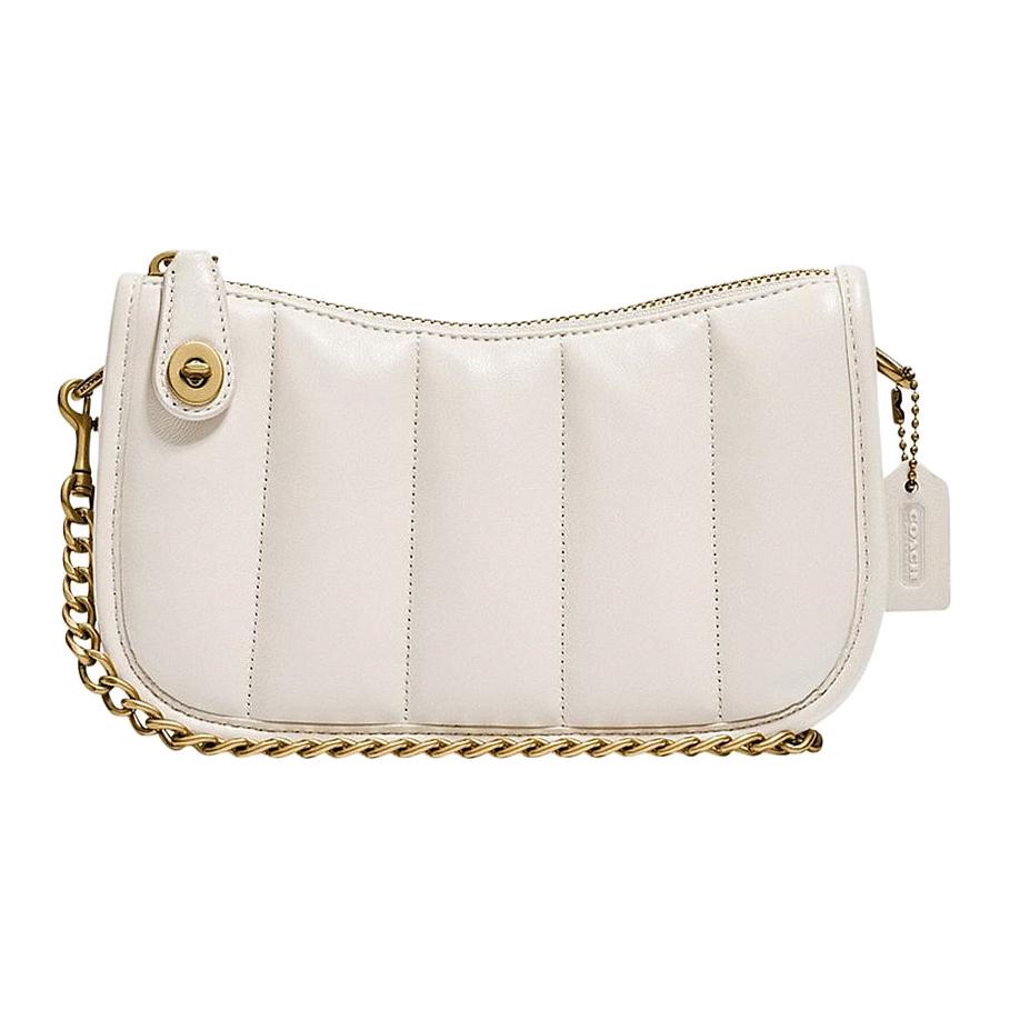 

Coach White Quilted Leather Mini Hobo Chain Shoulder Bag With Gold Hardware For Daily Use Basic Set (Bag+Dust Bag)