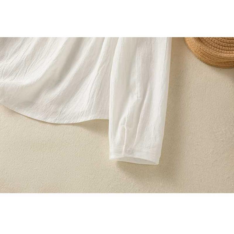 Early Spring Artistic Cotton Linen Long Sleeved Shirt for Women Loose Age Reducing Retro Base Top Blouses & Shirts