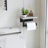Modern Marble Toilet Paper Holder with Shelf, Wall Mounted Bathroom Organizer for TP Roll & Storage, Vanity Cabinet Decor