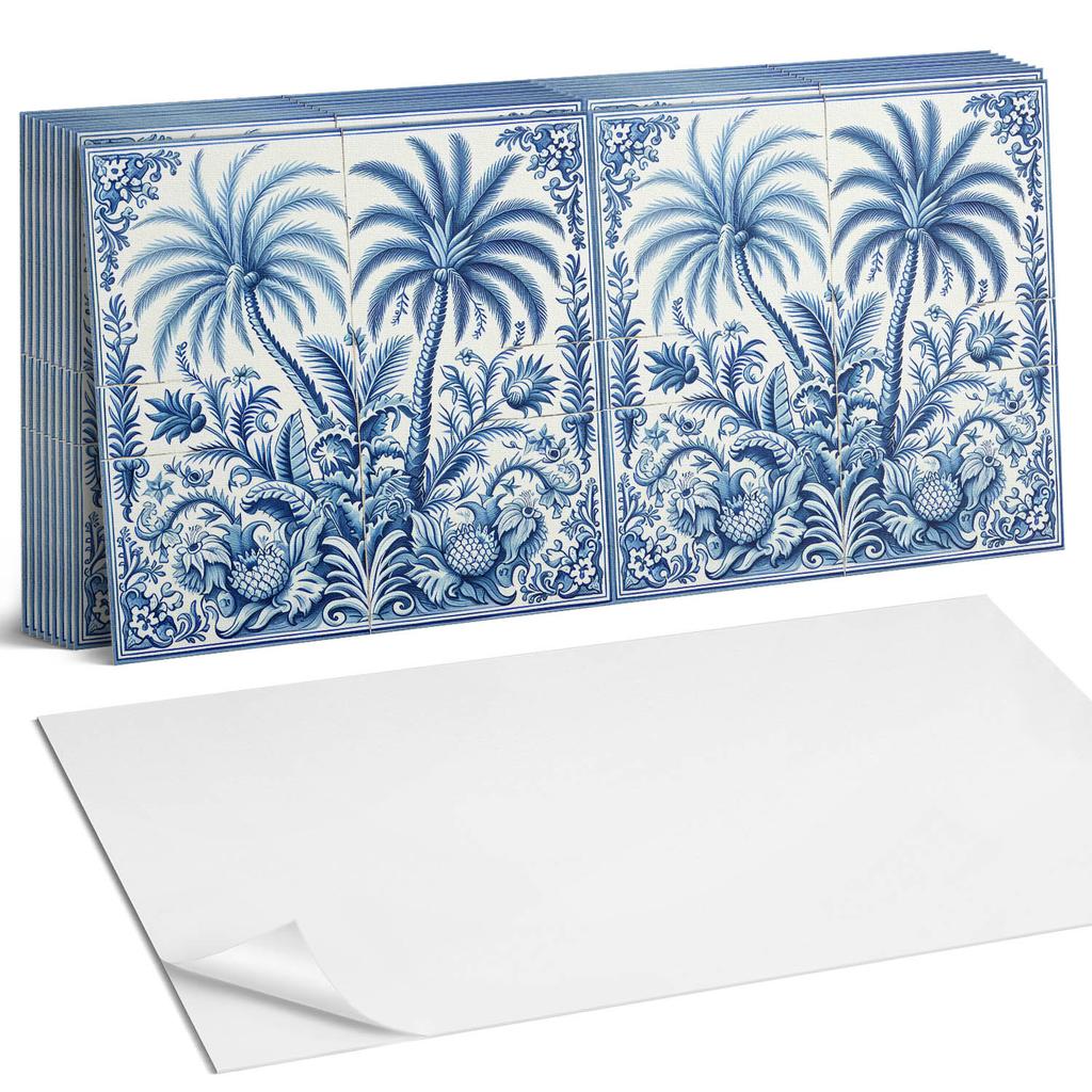 PVC Tiles with Motif Easy Decoration for Dining Room Tropical Plant Pattern 10X40X20 Cm