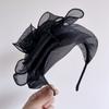 Elegantes Chiffon-Ball-Haarband mit schwarzen Perlen und Netzdekoration, Hochzeits-Kopfschmuck, Haar-Accessoire für Ball-Dinner-Partys