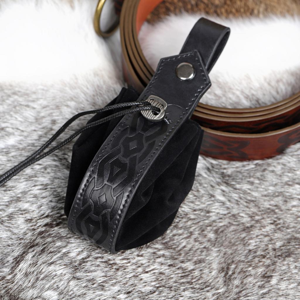 Mittelalterliche PU-Leder Gürteltasche Vintage Hüfttasche Tragbare Kordelzugtasche Münzbörse Cosplay & Halloween Party Zubehör