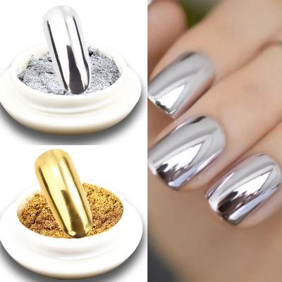 Metalický Zrcadlový Chromový Púdr na Nehty Holografický Laserový Púdr na Nehty Třpytivý Pigment pro Vmasírování UV Gelový Leštidlo Zrcadlový Púdr