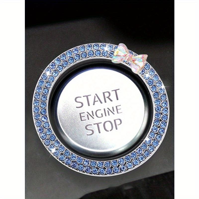 

1pc One Click Start Decorative Ring Car Double Row Bow Crystal Ignition Ring Ignition Switch Button Decoration Car Interior Decoration Blue Diamond разноцветный