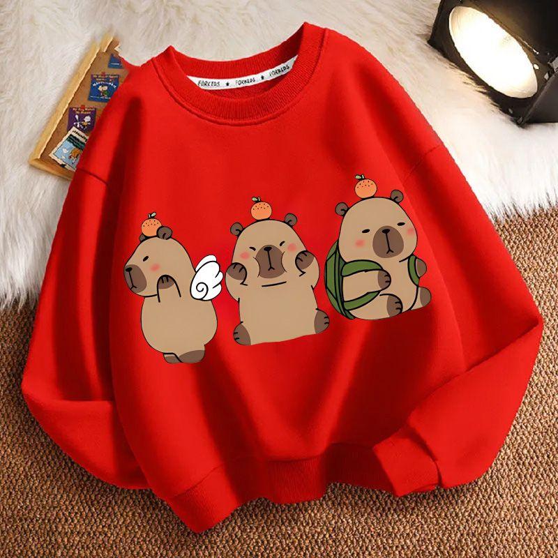 Children's Fashion Capibara Hoodies for Autumn and Winter, Loose Long-sleeved Hoodies for Boys and Girls