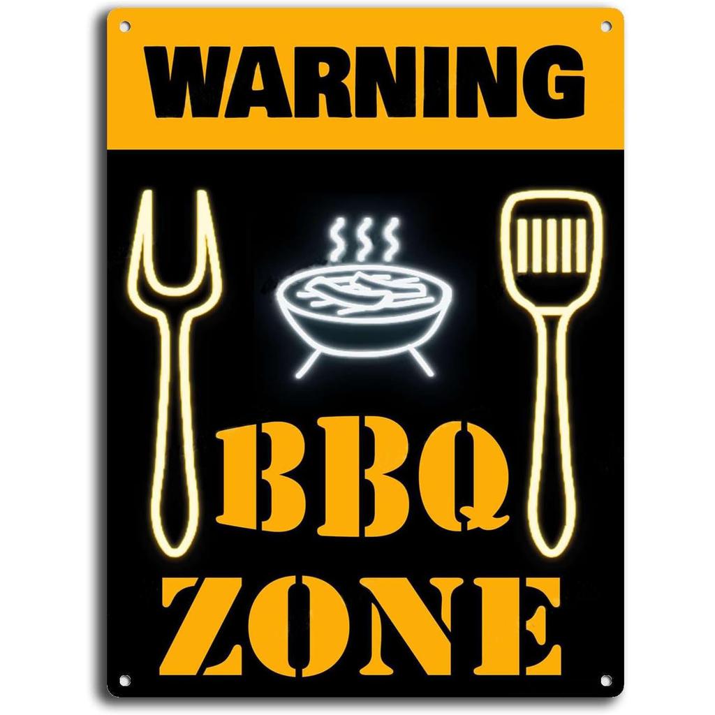 Metal Aluminum Signs BBQ Party Zone Wall Decoration Plaque Vintage Art Poster Iron Painting for Man Cave Home Cafe Garden Club
