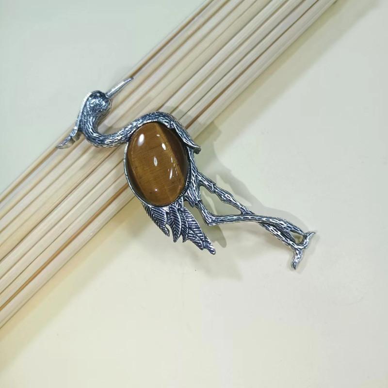 Fairy Tale Animal Brooch Pendant In Purple Crystal And Agate For Fashion Lovers