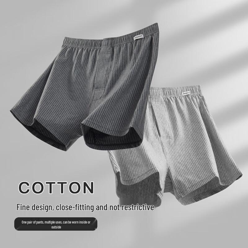 Xueqiman Men's Pure Cotton Loose Boxer Shorts 2-Pack
