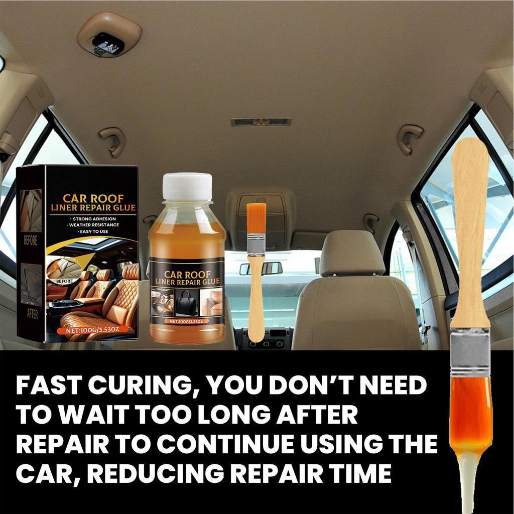Headliner Glue 100g Car Roof Interior Glue Strong Adhesive with Brush Inside Repair for Leather Polyester Sponge Canvas
