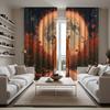 2pcs Glam Style Fox and Moon Printed Blackout Curtains, Semi-Sheer Polyester Drapes with Rod Pocket for Living Room Bedroom, Mac