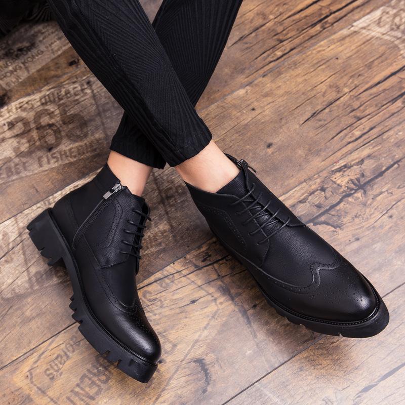 Autumn Martin Boots Men's British Style High-top Business Casual Shoes Brock Inner Heightening Leather Shoes Trend Versatile Men's Shoes