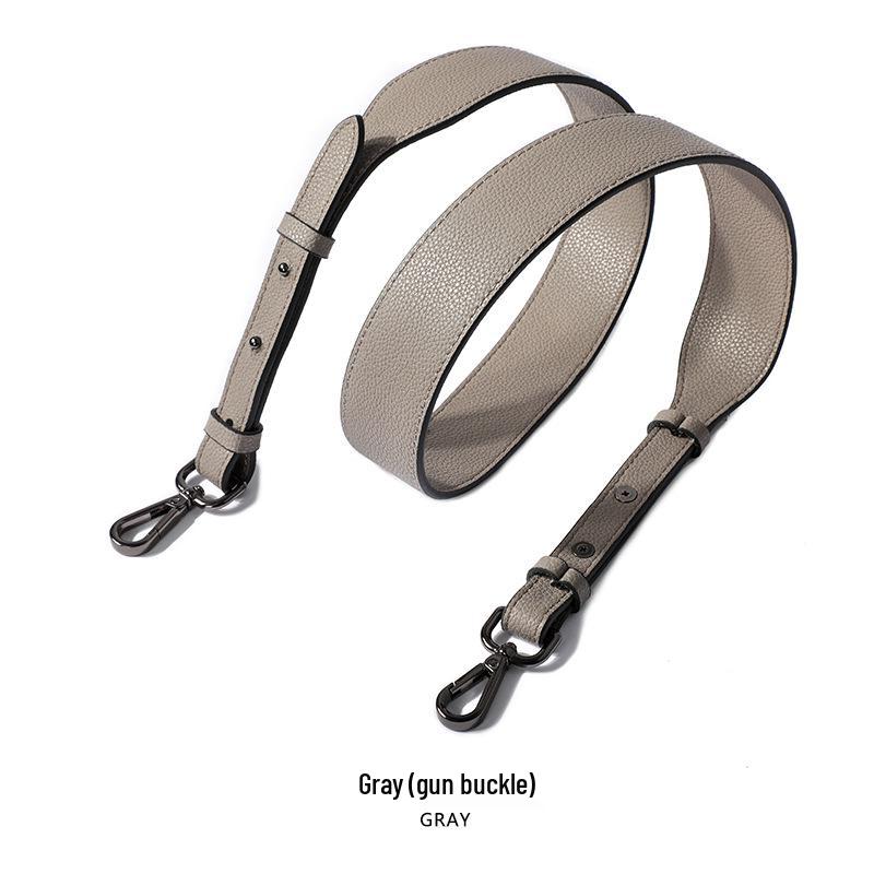 Cowhide Double-Sided Wide Adjustable Shoulder Strap with Lychee Pattern