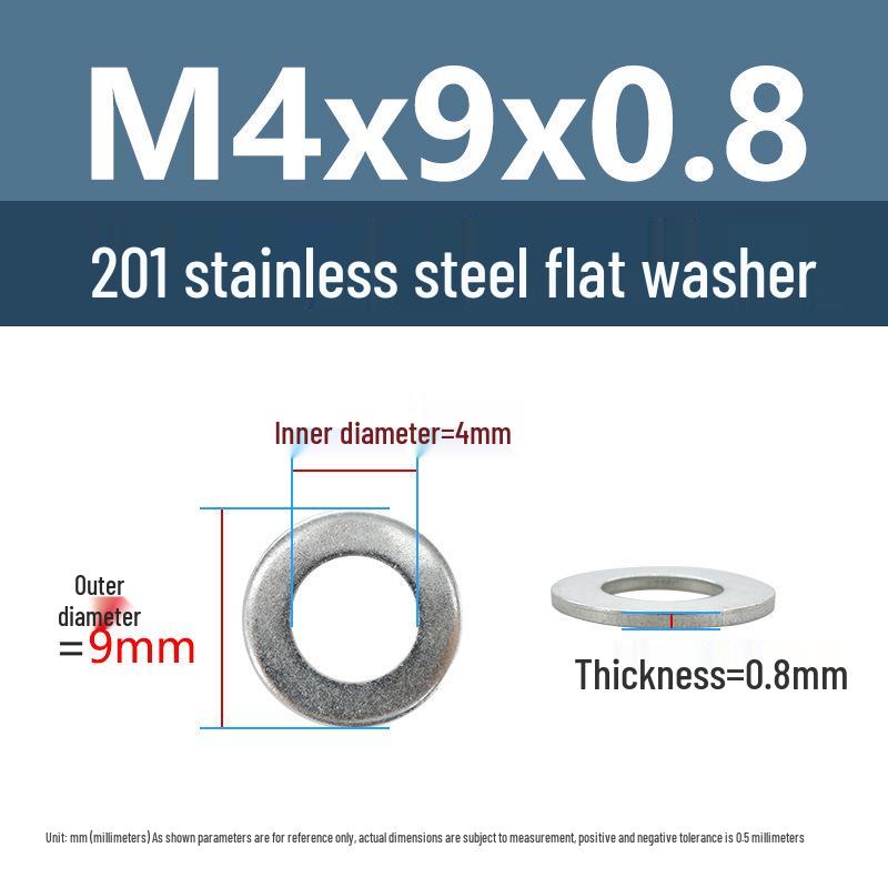 Yigu Yigu 201 Stainless Steel Flat Washer, Enlarged and Thickened Round Metal Screw Washer