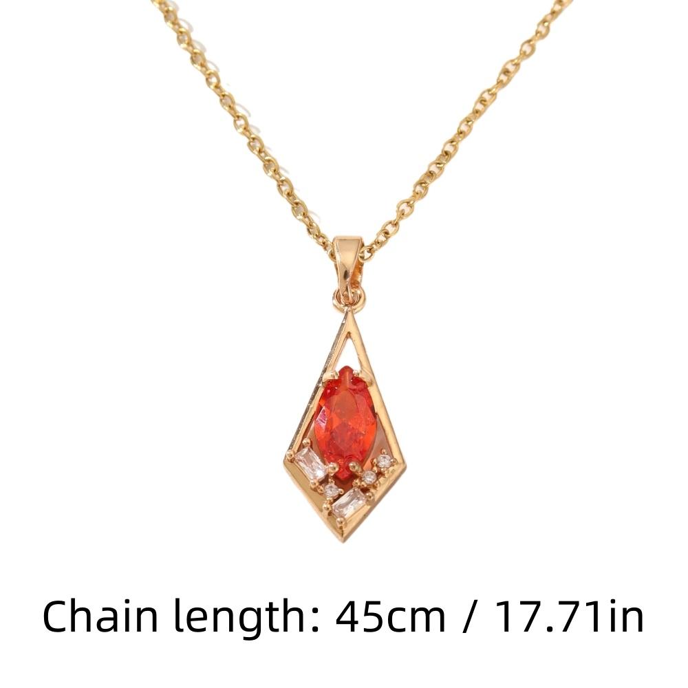 Simple Geometric Rhombus Zirconia Pendant Necklaces for Women Stainless Steel Jewelry