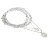 Layered Simple Stylish Necklace Women Retro Coin Pendant Necklace Jewelry Gift Silver