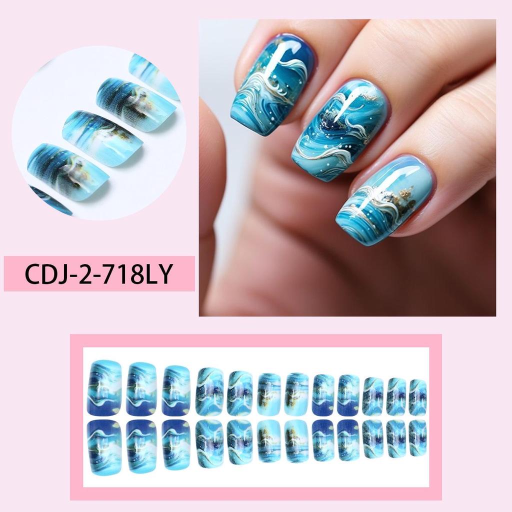 Pegatinas Desmontables para Uñas Estilo Europeo y Americano - Uñas Postizas Simples y Llevables