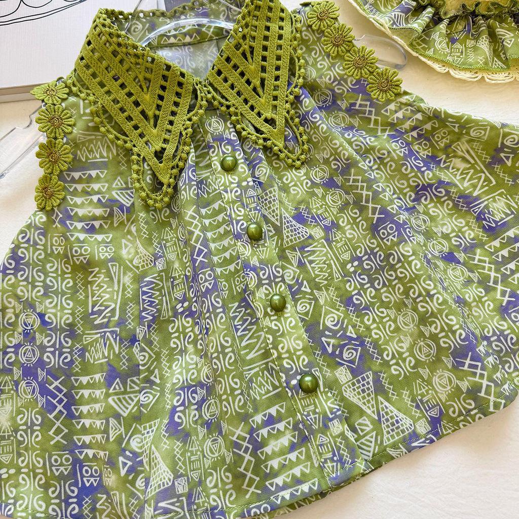 Girls' Floral Geometric Sleeveless Top & Shorts Set - Trendy Summer 2026 Collection