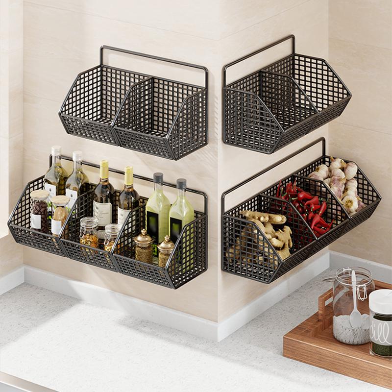 1PC Durable Metal Rack Heavy-Duty With Open Grid Design Space-Saving Vertical Garlic Wall Shelf For Vegetables 2 Sizes