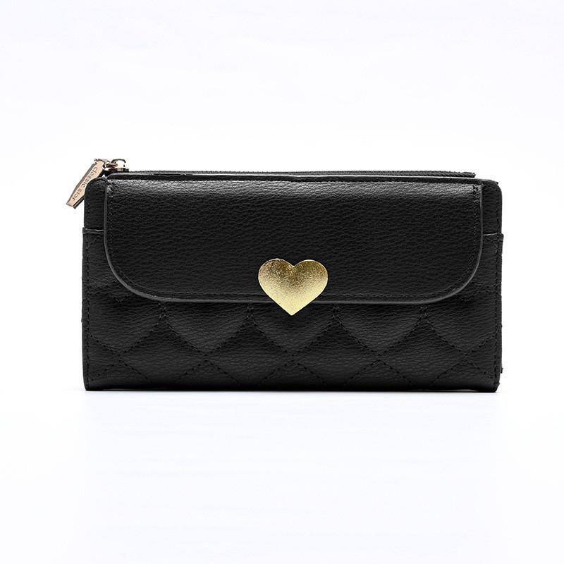 

New Korean Style Women s Wallet Long Card Holder Multi-card Coin Purse Pu Material Black