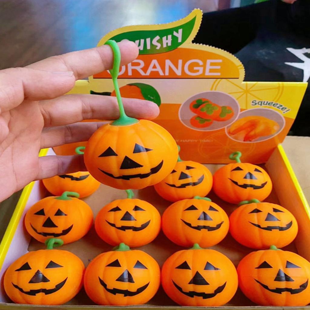 Slow Rebound Pumpkin Shaped Stress Relief Toy with Funny Scary Face for Adults and Children Halloween Theme Squeeze Decoration