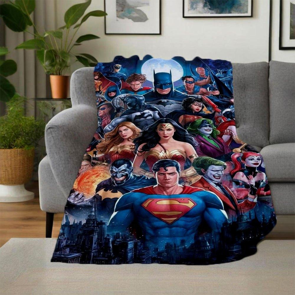 Poster Coperta Plaid in Flanella con Collage di Supereroi DC Comics per Divano, Letto, Viaggio, Campeggio, Ufficio, Divano, Sedia