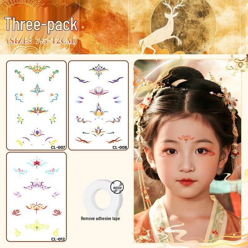 Non-Toxic Ancient Style Forehead Tattoo Stickers for Kids - Easy to Clean, High Appearance Value, Full of Atmosphere