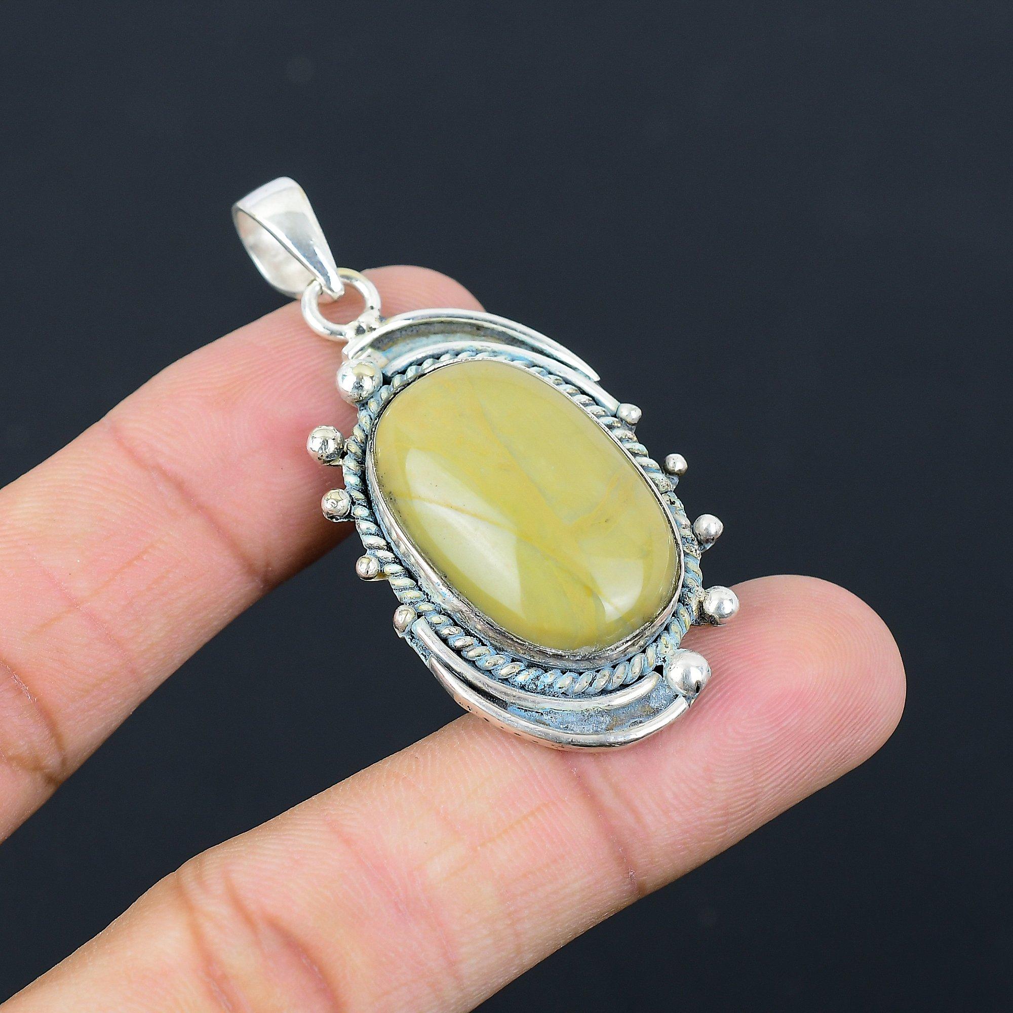 Sisters Day Sale Natural Polychrome Jasper Birthday Mother Pendant 925 Silver