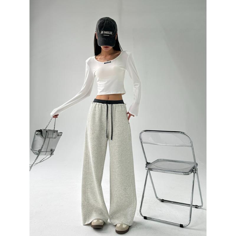 

Динамичные женские новые весенние спортивные штаны на шнуровке контрастного цвета, модные универсальные женские спортивные штаны с завязками, широкие брюки L